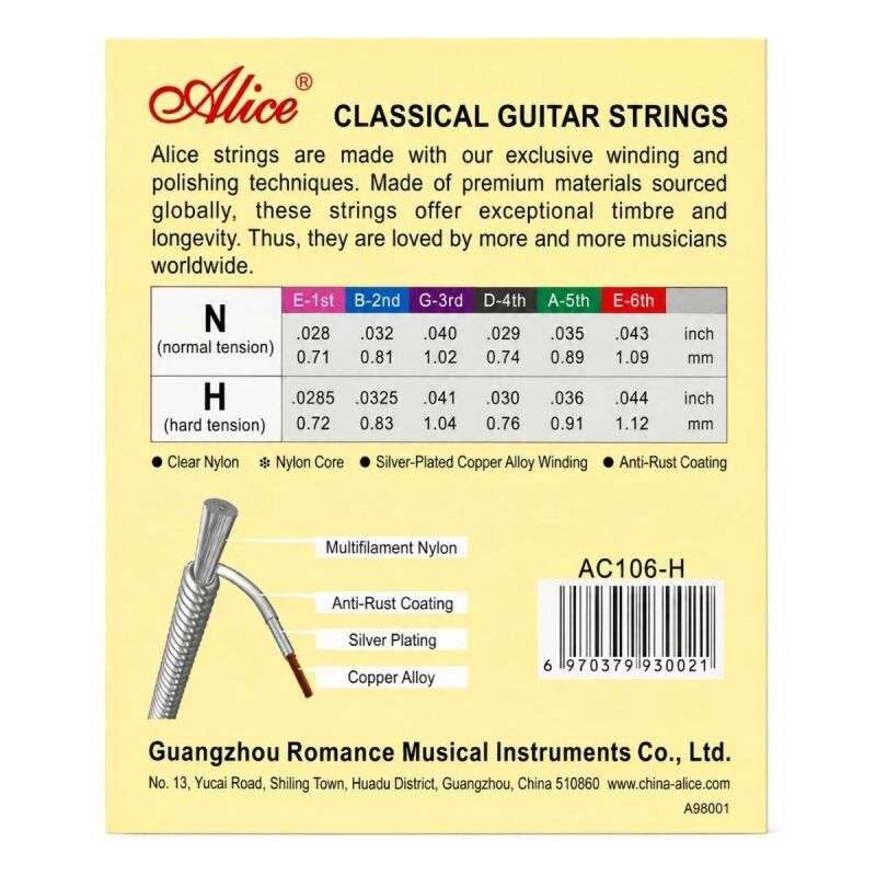 Alice AC106-H High Tansiyon Klasik Gitar Tel Takımı - 2