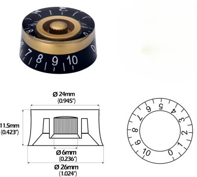 ASK-M Black/Amber Les Paul Stil Speed Volume/Tone Potans Kontrol Düğmesi (Knob) - 2