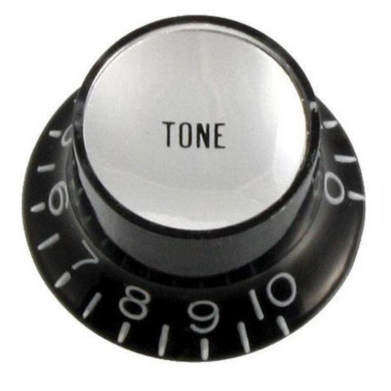Gibson Style Top Hat Black-Silver Tone Potans Knob-Potans Düğmesi Tek - 2