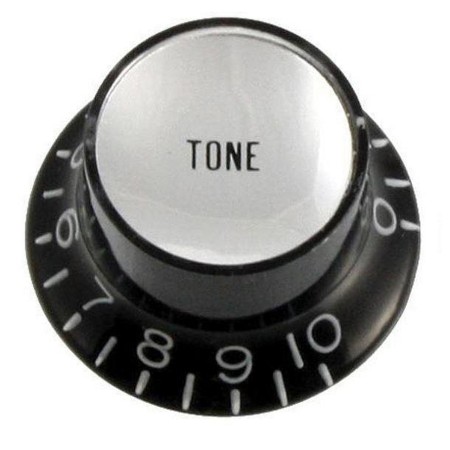 Gibson Style Top Hat Black-Silver Tone Potans Knob-Potans Düğmesi Tek