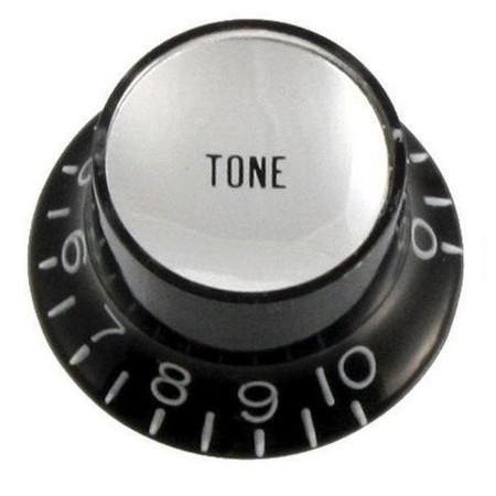 ASK-M - Gibson Style Top Hat Black-Silver Tone Potans Knob-Potans Düğmesi Tek