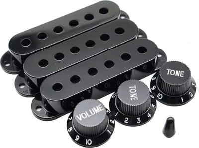 Siyah 3 Single Manyetik Kapağı-2 Ton-1 Volume Potans Düğmesi-Switch Şapkası Set - ASK-M