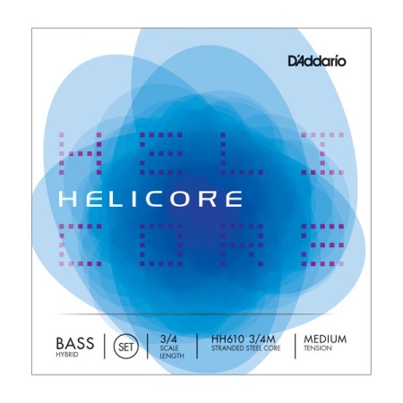 DAddario - D-Addario HH610 Kontrabas Helicore HYBRID 3/4 Medium Tansion Kontrabas Tel Takımı