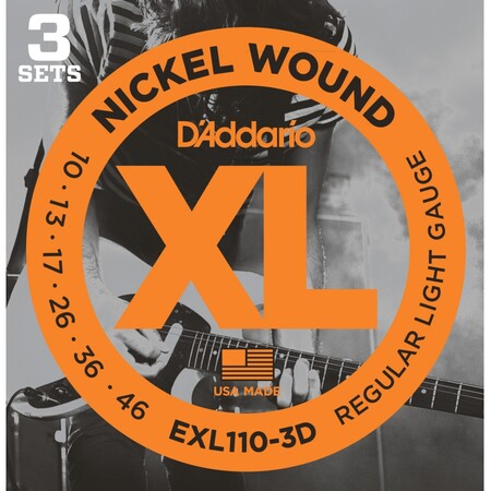 (3 SET) ELEKTRO GİTAR TEL SETİ, XL, 10-46, NICKEL - DADDARIO ABD