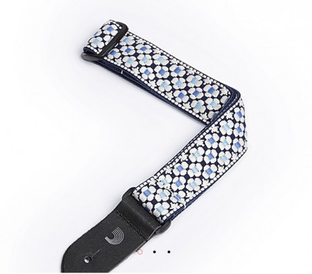 D'Addario 15UKE01 Blue Flowers Nylan Woven Ukulele Askısı - Thumbnail