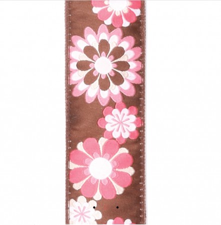 D'Addario 15UKE02 Brown and Pink Flowers Ukulele Askısı - Thumbnail