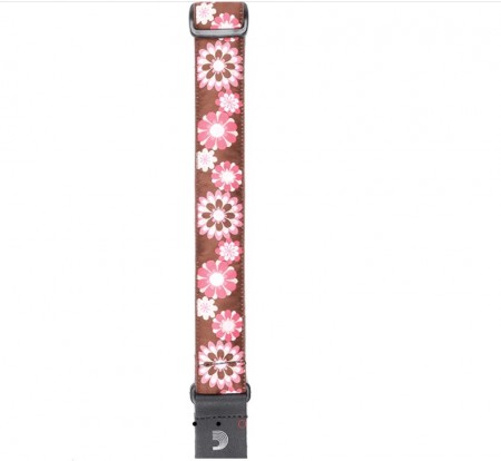 D'Addario 15UKE02 Brown and Pink Flowers Ukulele Askısı - Thumbnail