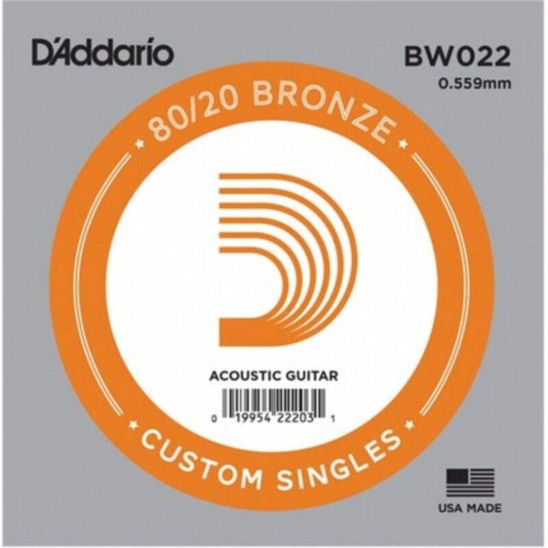 D'Addario BW022 80/20 Bronze Wound Akustik Gitar Sol (G) Tek Tel .022 - 1