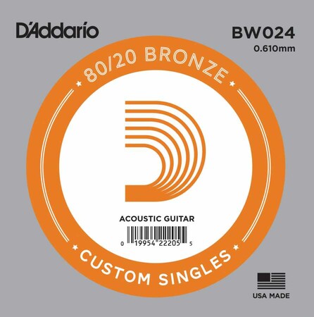 D'Addario - D'Addario BW024 Bronze Wound Akustik Gitar Tek Tel