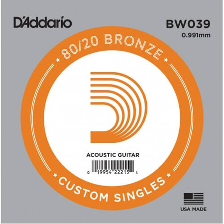 D'Addario BW039 Bronze Wound Akustik Gitar Tek Tel - 1