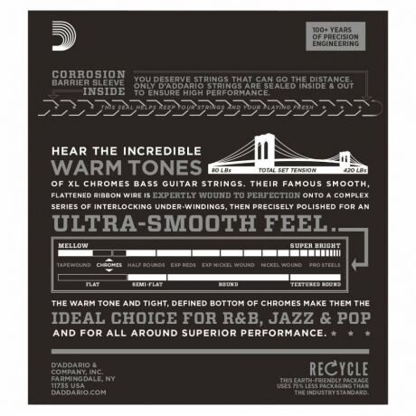 D'Addario ECB80 FlatWound Chromes Bas Gitar Teli (040-095) - 2