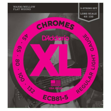 DAddario - D'Addario ECB81-5 FlatWound Chromes 5 Telli Bas Gitar Teli (045-132)