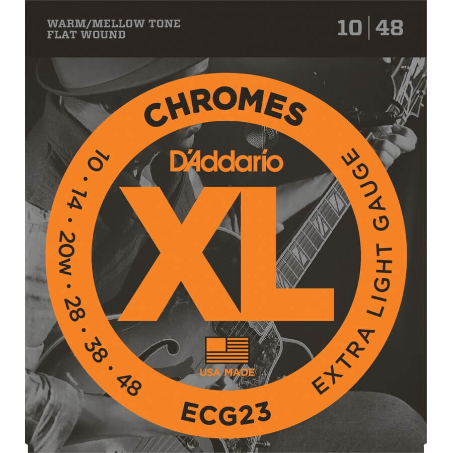D'Addario ECG23 Chromes Flat Wound, Extra Light, Elektro Jazz Gitar Teli (10-48) - 1
