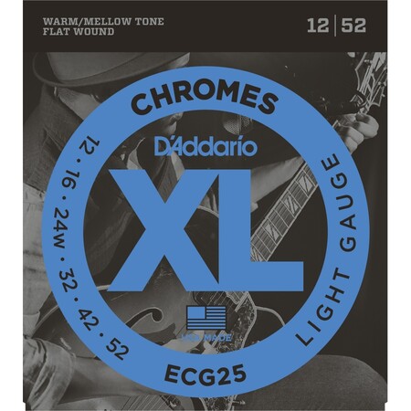 D'Addario ECG25 Chromes Flat Wound, Light, Elektro Jazz Gitar Teli (12-52)