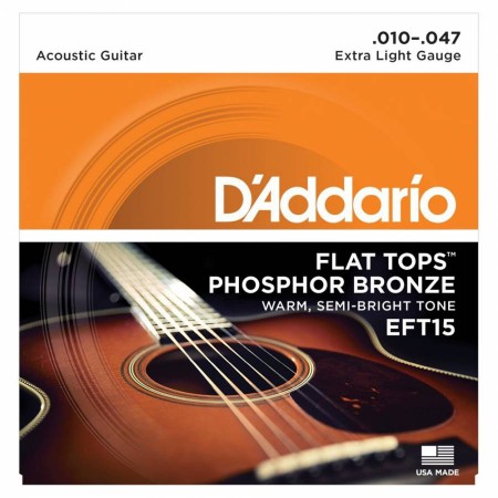 D'Addario - D'Addario EFT15 Flat Tops, Extra Light, 10-47 Akustik Gitar Tel Takımı