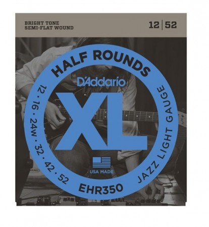 DAddario - Daddario EHR350 Half Round Jazz Lite 12-52 Elektro Gitar Tel Takımı