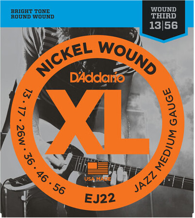 D'Addario EJ22 Nickel Wound, Medium, Elektro Jazz Gitar Teli (13-56)