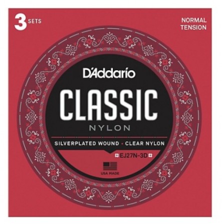 DAddario - D'Addario EJ27N-3D Student Nylon 3'lü Set Klasik Gitar Tel Takımı