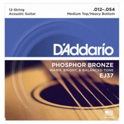 D'Addario EJ37 Phosphor Bronze 12 Telli Akustik Gitar Teli (012-054)