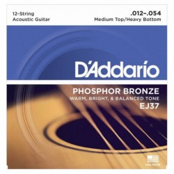 DAddario - D'Addario EJ37 Phosphor Bronze 12 Telli Akustik Gitar Teli (012-054)