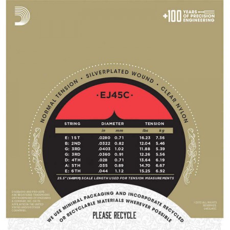 D'Addario EJ45C Pro-Arté Composite, Normal Tension Takım Tel - 3