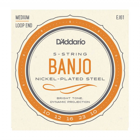 DAddario - D'Addario EJ61 5 Telli Nickel, Medium, 10-23 Banjo Teli