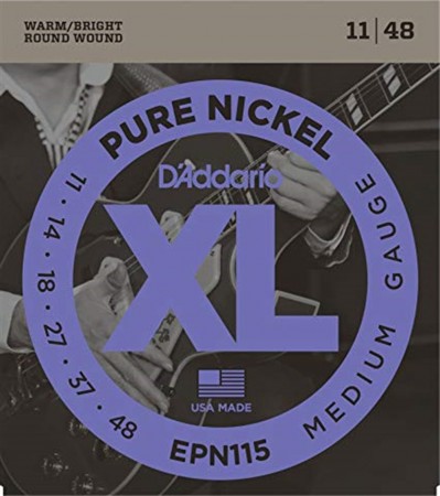 D'Addario EPN115 Pure Nickel Medium Blues Jazz Elektro Gitar Takım Tel (11-48) - Thumbnail