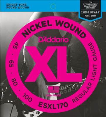 D'Addario ESXL170 Nickel Wound Light Steinberger 45-100, Double Ball End Bas Gitar Takım Tel - Thumbnail