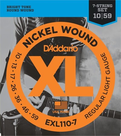 DAddario - D'Addario EXL110-7 Nickel Wound 7 Telli Elektro Gitar Tel Takımı