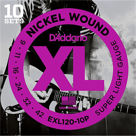 DAddario - D'Addario EXL120-10P (10'lu Set) Nikel Wound Elektro Gitar Teli (09-42)