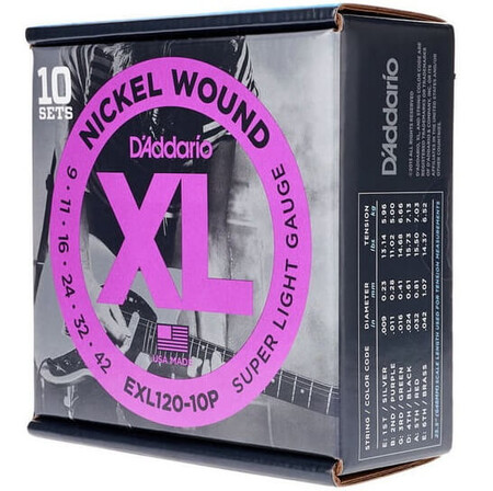 D'Addario EXL120-10P (10'lu Set) Nikel Wound Elektro Gitar Teli (09-42) - Thumbnail