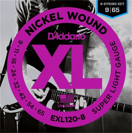 D'Addario EXL120-8 Nickel Wound, Super Light 8 Telli Elektro Gitar Tli (09-65) - Thumbnail