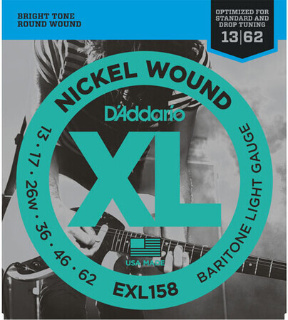 D'Addario EXL158 Nickel Wound, Baritone Light, Elektro Gitar Teli (13-62 - 4