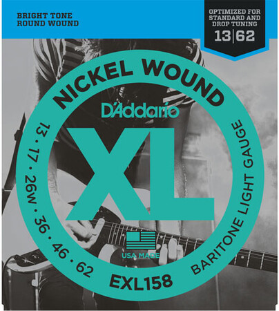 D'Addario EXL158 Nickel Wound, Baritone Light, Elektro Gitar Teli (13-62 - 1