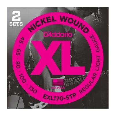 D'Addario EXL170-5TP 45-130 Nickel Wound 5 Telli-2'li Set Bas Gitar Tel Takımı - DAddario