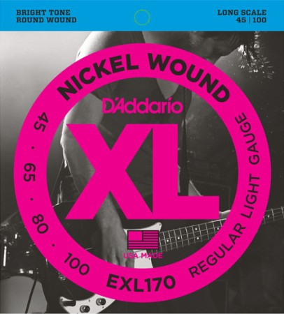 DAddario - D'Addario EXL170 Nickel Wound Long Scale 4 Telli 45-100 Bas Gitar Tel Takımı