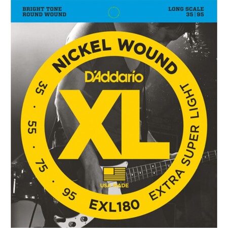 D'Addario EXL180 Nickel Wound Bass, Extra Super Light, 35-95, Long Scale 4 Telli