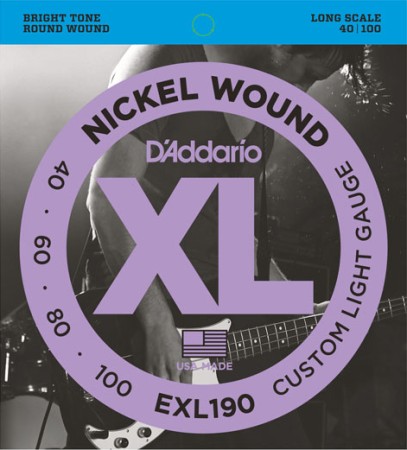 D'Addario EXL190 Nickel Wound Custom Light 40-100 Long Scale Bas Gitar Tel Takımı - Thumbnail