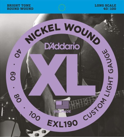 D'Addario - D'Addario EXL190 Nickel Wound Custom Light 40-100 Long Scale Bas Gitar Tel Takımı