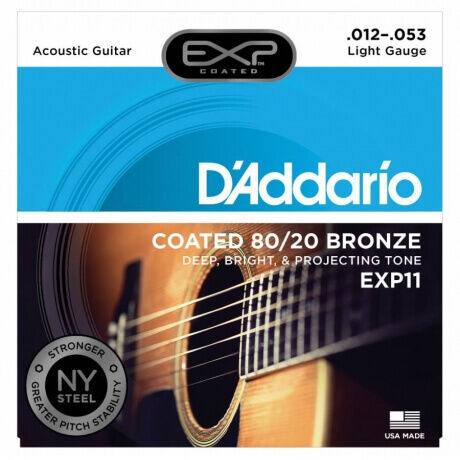 D'Addario EXP11 Coated 80/20 Akustik Gitar Teli (012-053) - 1