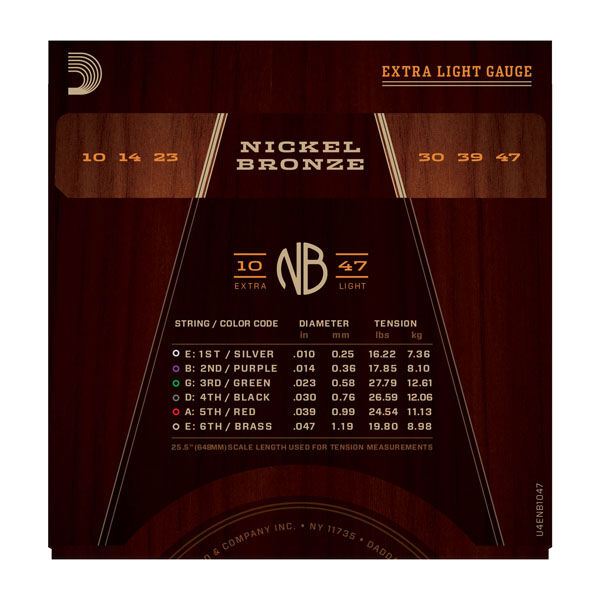 D'Addario NB1047 Nickel Bronze Extra Light, 10-47 Akustik Gitar Takım Tel - 2