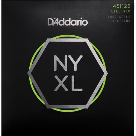 D'Addario - D'Addario NYXL45125 Light Top/Medium Bottom 45-125 5 Telli Bas Gitar Tel Takımı