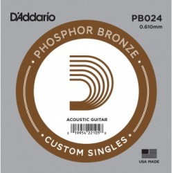D'Addario PB024 Phosphor Bronze Wound Akustik Gitar Tek Tel