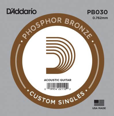 D'Addario PB030 Phosphor Bronze Wound D(Re) Akustik Gitar Tek Tel - DAddario
