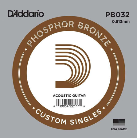D'Addario PB032 Phosphor Bronze Wound D( Re) Akustik Gitar Tek Tel