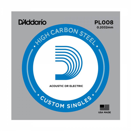 D'Addario PL008 Plain Steel Elektro Gitar İnce E(Mi) Tek Tel
