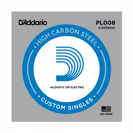 DAddario - D'Addario PL008 Plain Steel Elektro Gitar İnce E(Mi) Tek Tel