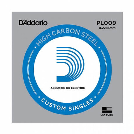 DAddario - D'Addario PL009 Plain Steel Elektro Gitar İnce E(Mi) Tek Mi Teli