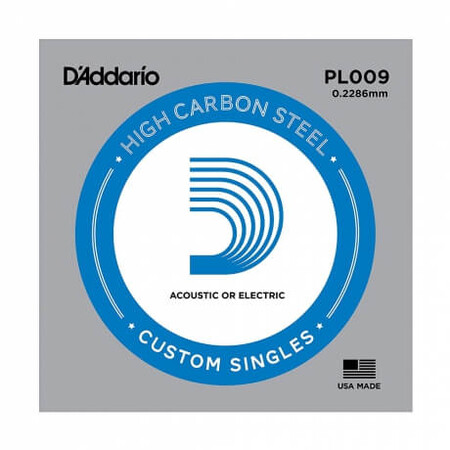 D'Addario PL009 Plain Steel Elektro Gitar İnce E(Mi) Tek Mi Teli - 1