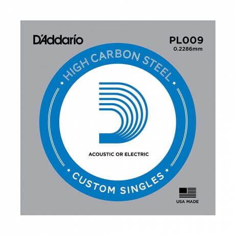D'Addario PL009 Plain Steel Elektro Gitar İnce E(Mi) Tek Mi Teli - 1